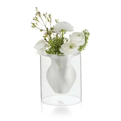 Esmeralda Dual-Finish Glass Vase – 16 Cm, Clear & Frosted 1