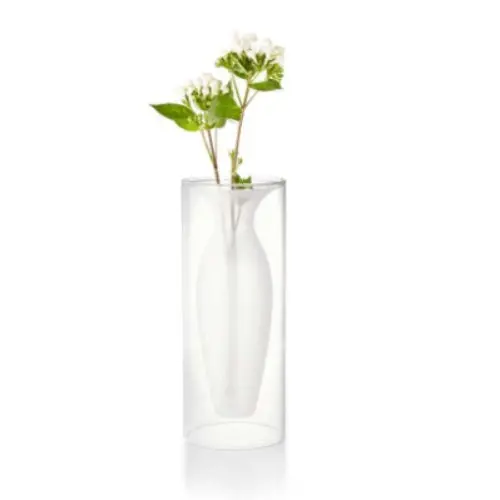 Esmeralda Dual-Finish Glass Vase – 32 Cm, Clear & Frosted 1