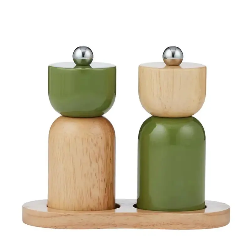 Eta Wood Salt And Pepper Grinder Set With Olive Wood Accents – 3-Piece Kitchen Collection (15X7.5X12Cm) 1