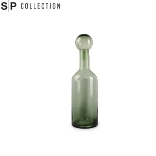 Fera Green Glass Vase With Lid – 15.5×55 Cm 1