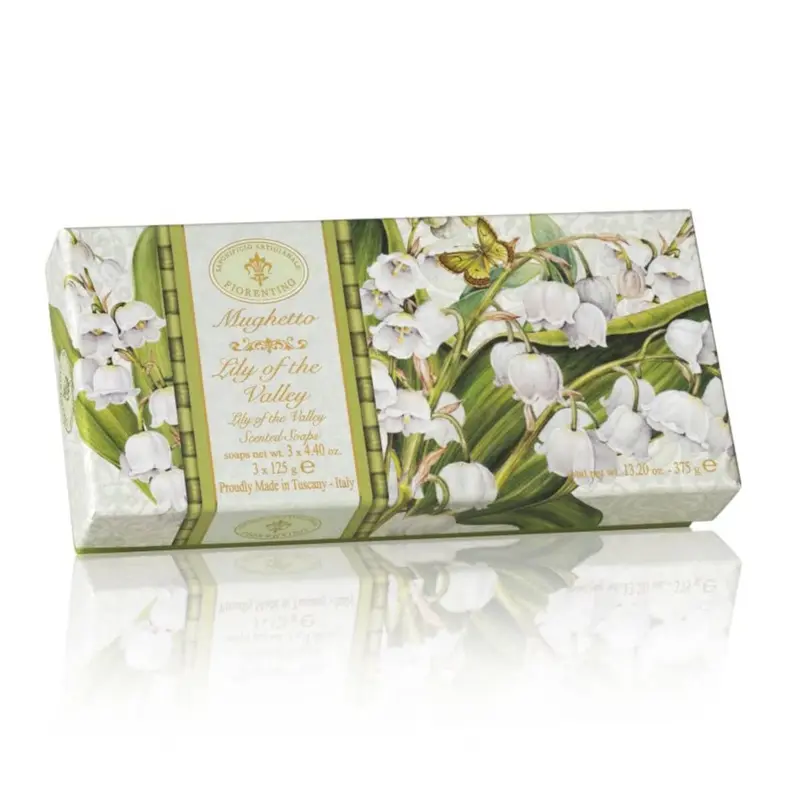 Fiorentino Lily Of The Valley Artisan Soap Set – 3×125G Bars In Elegant Box 1
