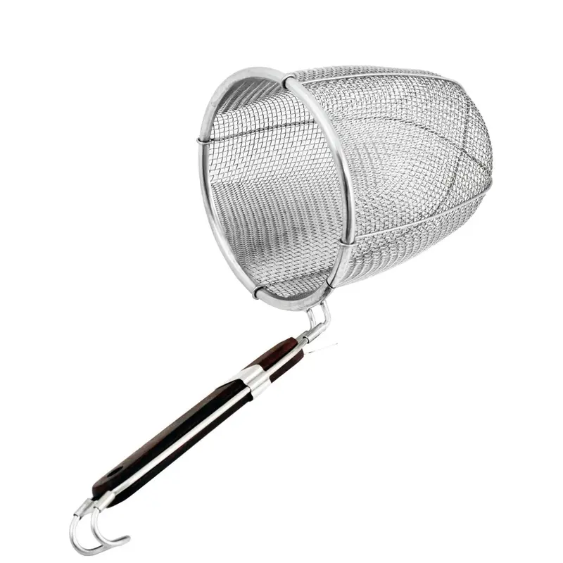 Flat-Bottom Stainless Steel Noodle Strainer – 6-Inch Depth 1