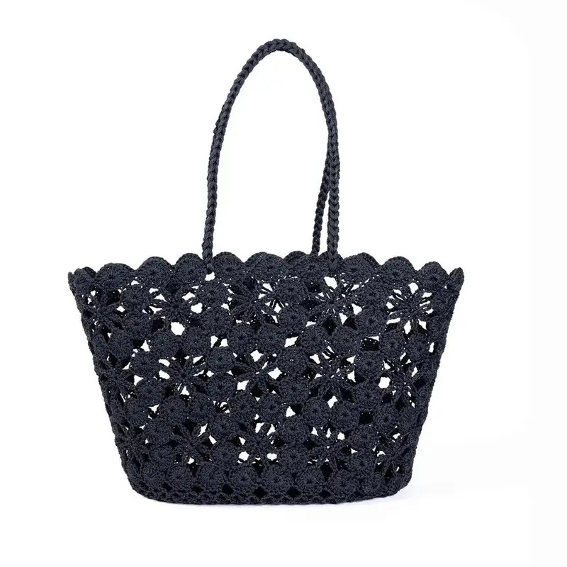 French Bazaar Jane Hand-Crocheted Storage Basket – Black 1