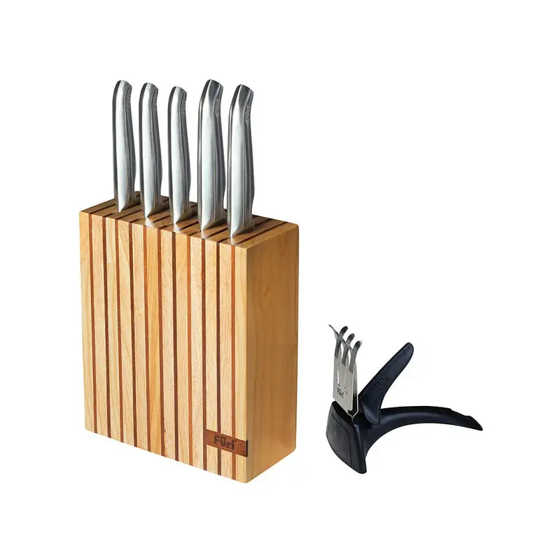 Furi Pro Solid Wood Knife Block Set – 7-Piece Organized Storage Solution 1