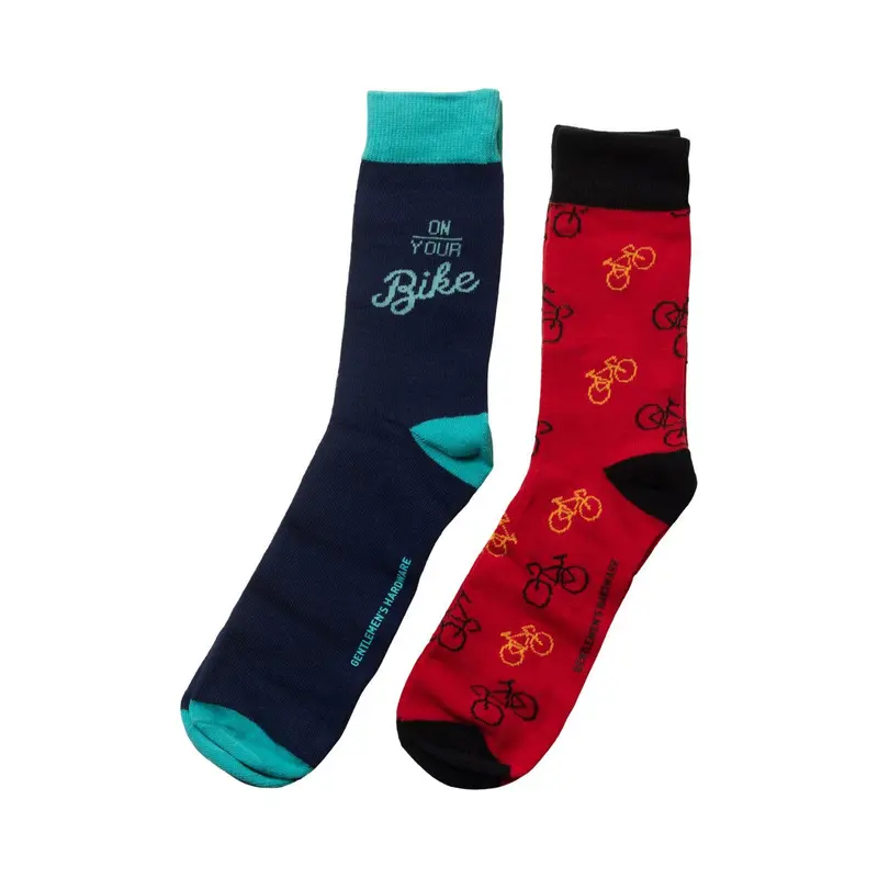 Gentlemen'S Hardware Bicycle-Themed Crew Socks – Pack Of Two 1