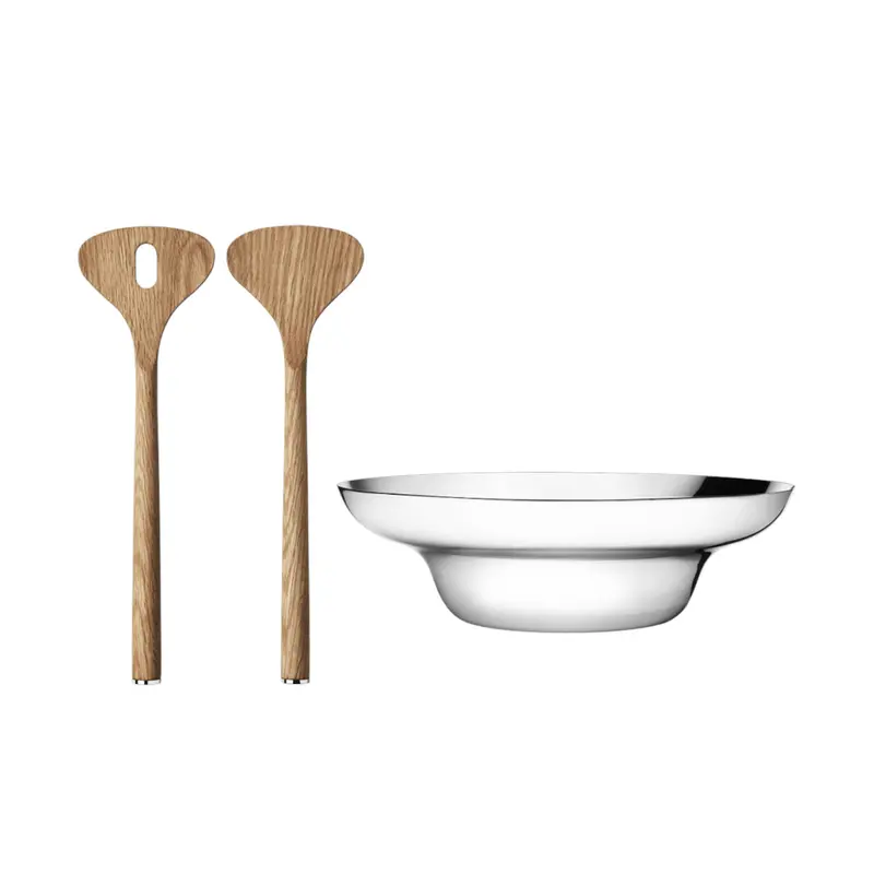Georg Jensen Alfredo Salad Bowl & Serving Set – Elegant Stainless Steel Duo 1