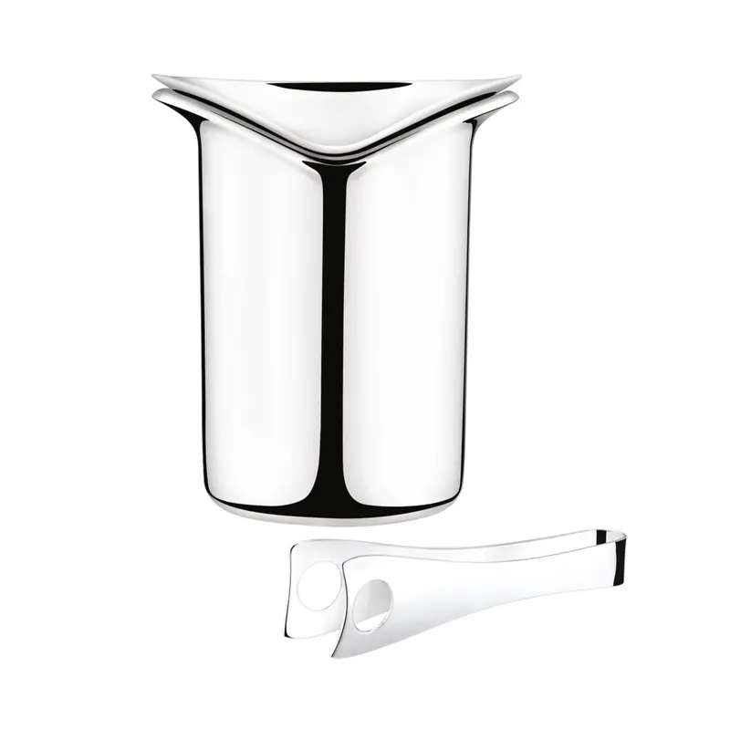 Georg Jensen Stainless Steel Bar Ice Bucket With Tongs – Wine & Entertaining Essential 1
