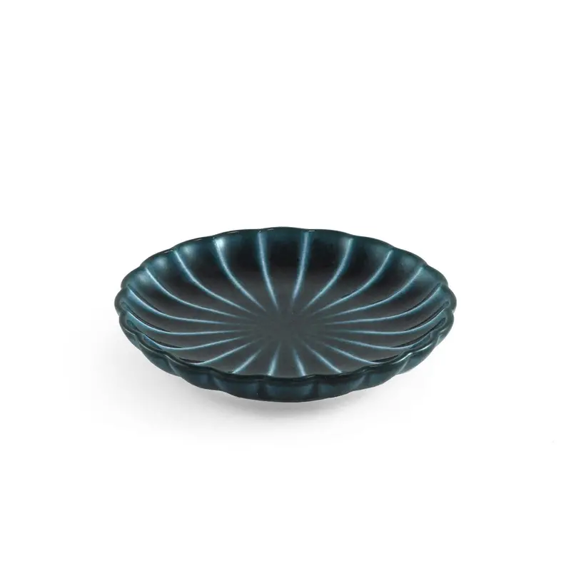 Giyaman Daisy Blue Mini Round Serving Plate – 3.9" Diameter 1