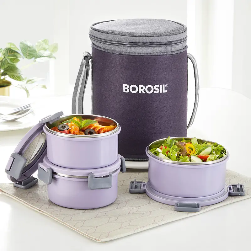 Glory Lavender Round Insulated Lunchbox – Leak-Proof Bento Container 1
