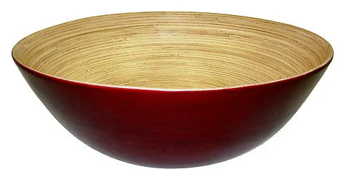 Glossy Mahogany Bamboo Bowl – 16-Inch Elegant Simply Bamboo Serving Piece 1