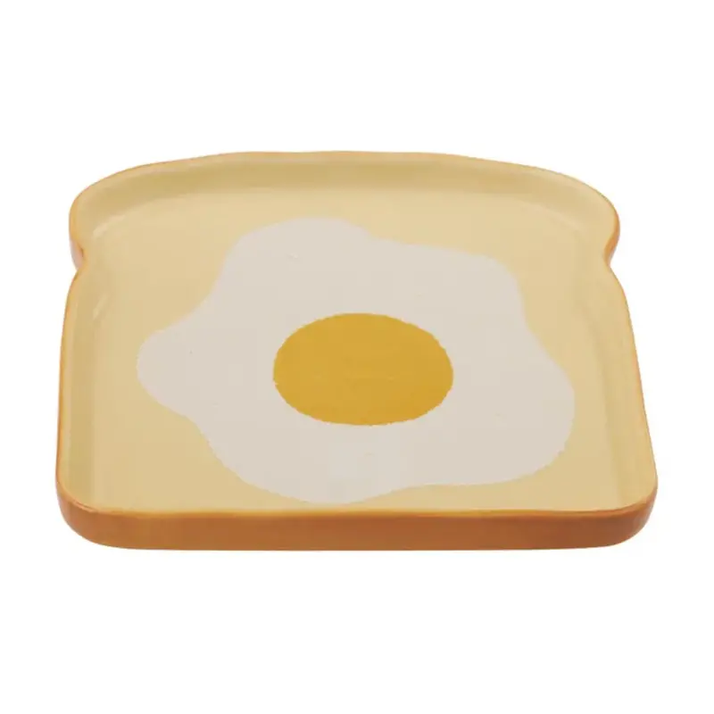 Goldy Gifts Egg-On-Toast Ceramic Serving Plate – 16 Cm Square 1