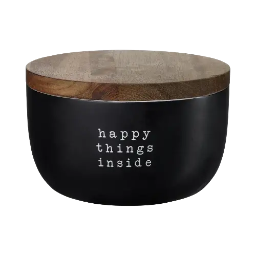 'Happy Things Inside' Decorative Storage Jar – 15 Cm Diameter 1
