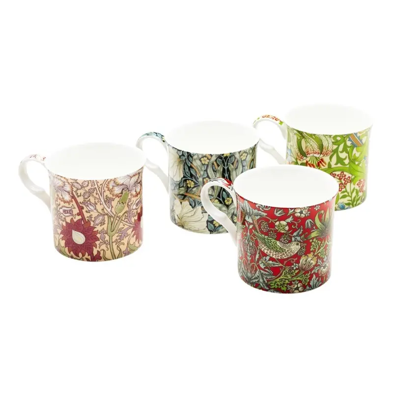 Heritage William Morris Rose Mug Set – 4 X 300Ml Ceramic Mugs 1