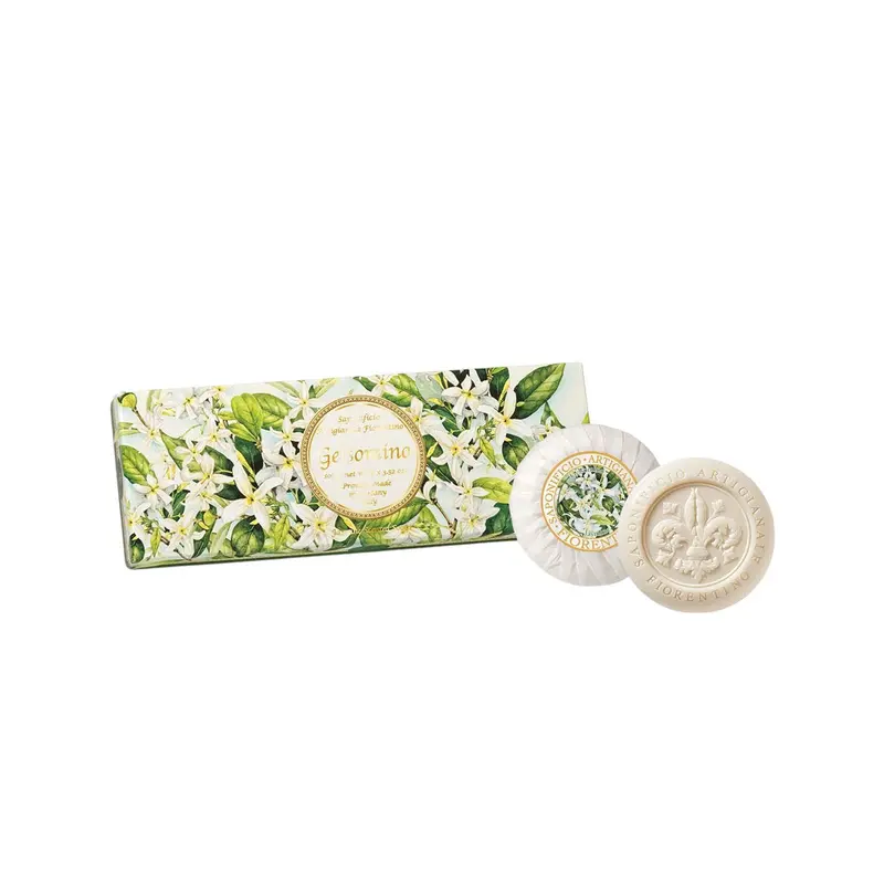 Jasmine Scented Artisan Soap Set – Round Bars In Gift Box (3-Pack) By Saponificio Artigianale Fiorentino 1