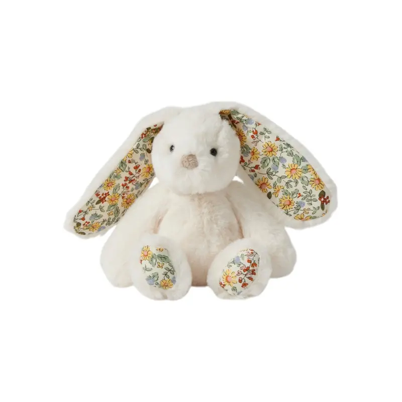 Jiggle & Giggle White Floral Plush Bunny Rattle – Small 1