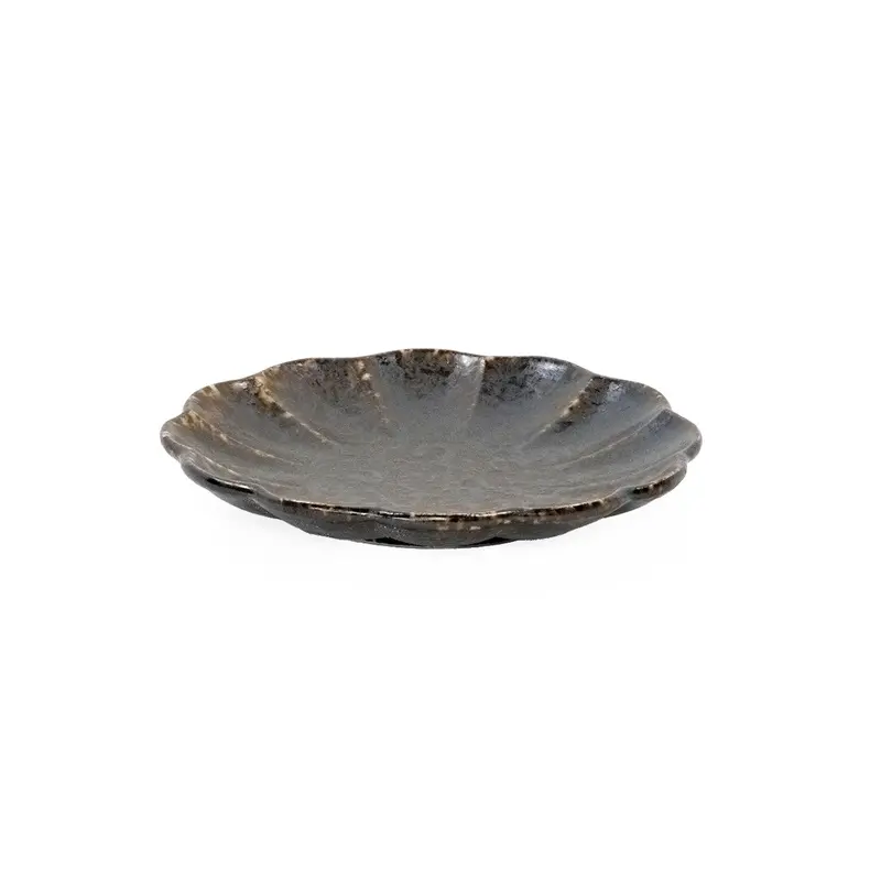 Kikka Daisy Black Kessho Appetizer Plate – Elegant Kozara Style, 5.6" Diameter 1