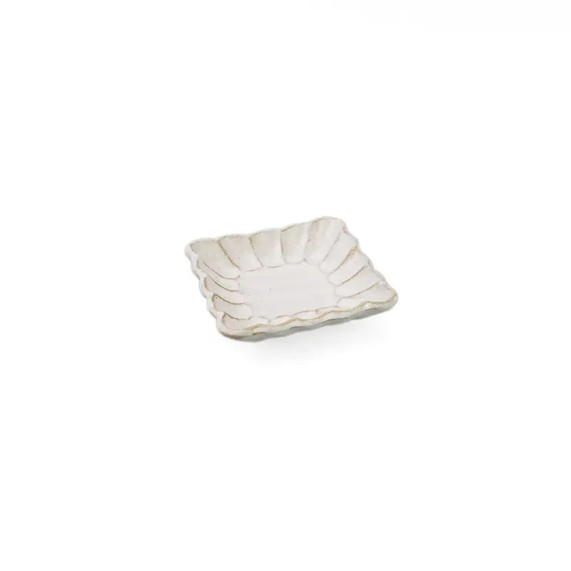 Kikka Matte Ivory Square Sauce Dish – Kobiki Finish, 3.5" × 3.5" 1