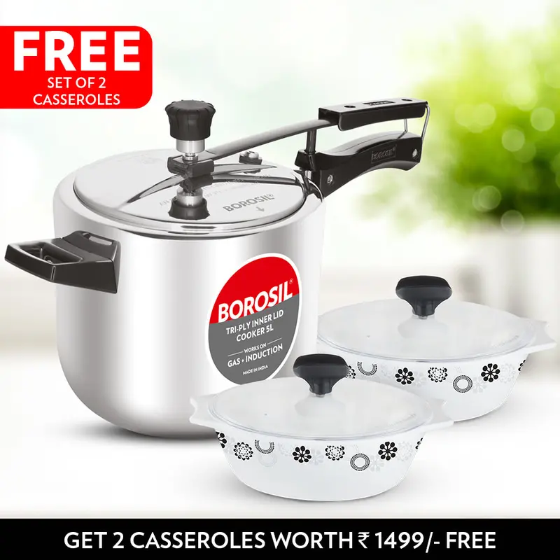 Kitchen Delight Combo Offer – Pressure Cooker With Free Casseroles (Worth ₹1,499) 1