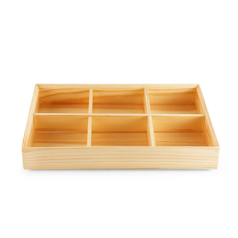 Kiwami Natural Wood 6-Section Bento Platter – 12.2" X 8.2" Serving Tray 1