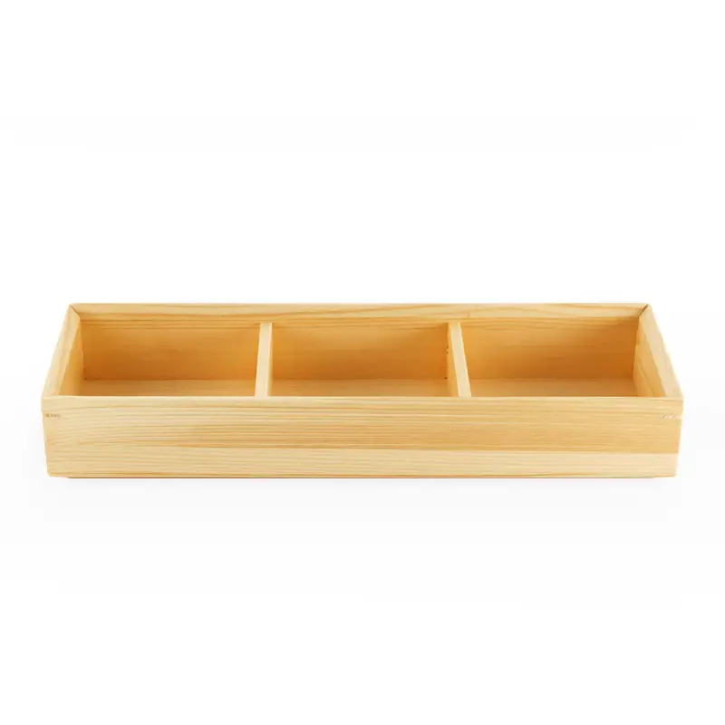 Kiwami Wooden 3-Compartment Bento Tray – Compact 12.1" X 4.25" Design 1