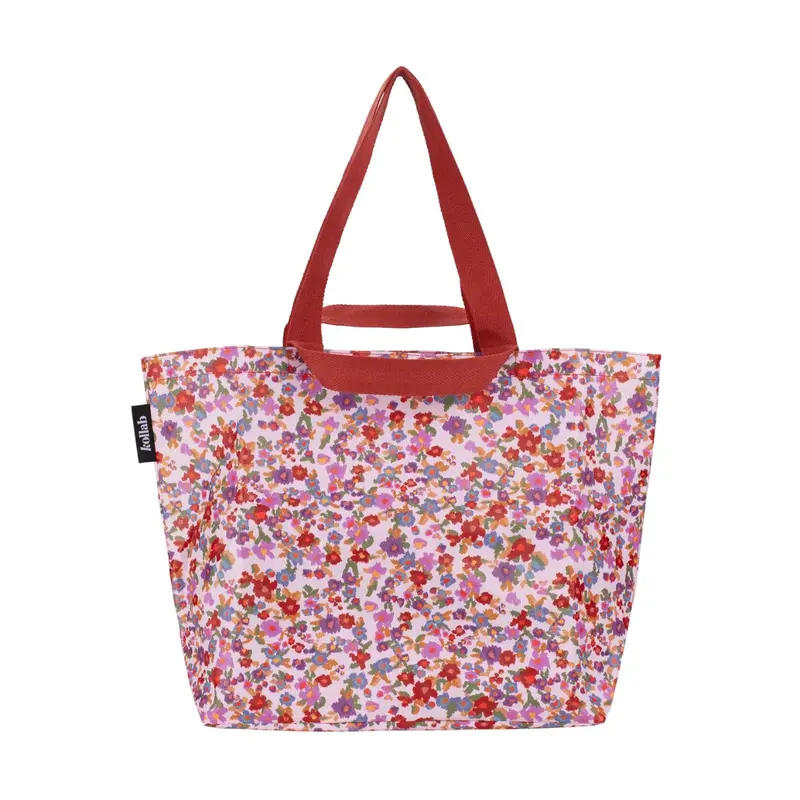Kollab Retro Bloom Shopper Tote – Reusable Cotton Canvas Bag With Vintage Print 1