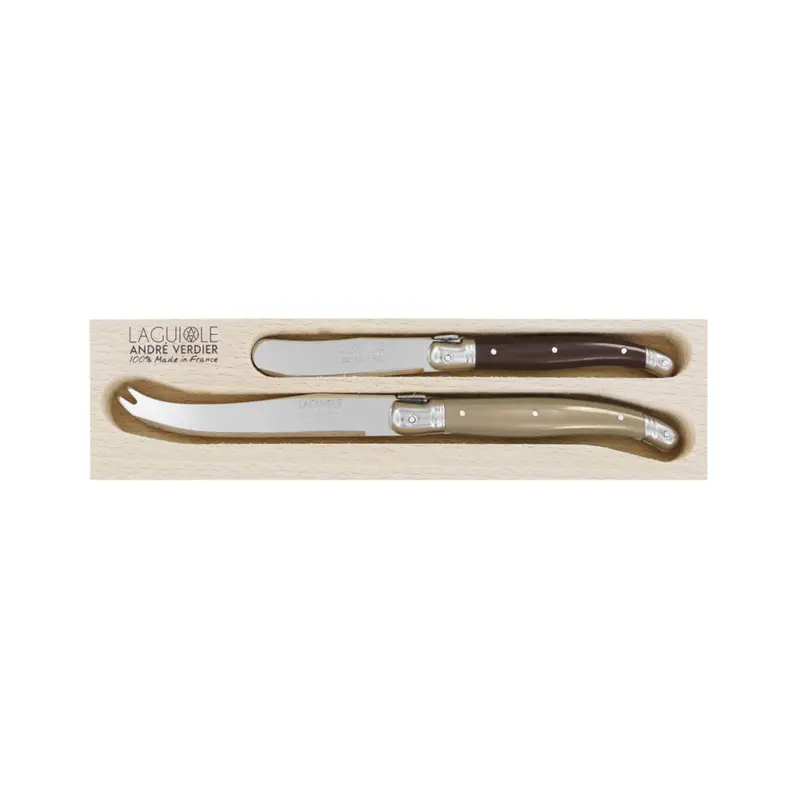Laguiole Andre Verdier Chocolate Cheese Knife Duo – 2-Piece Choc-Style Design 1