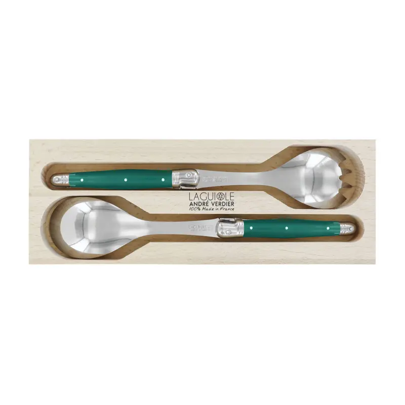 Laguiole Andre Verdier Debutant Salad Serving Set – 2-Piece Forest-Themed 1