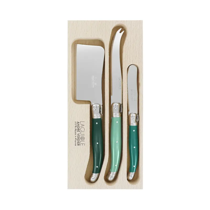 Laguiole Andre Verdier Forest-Themed Cheese Knife Set – 3-Piece Stainless Steel 1