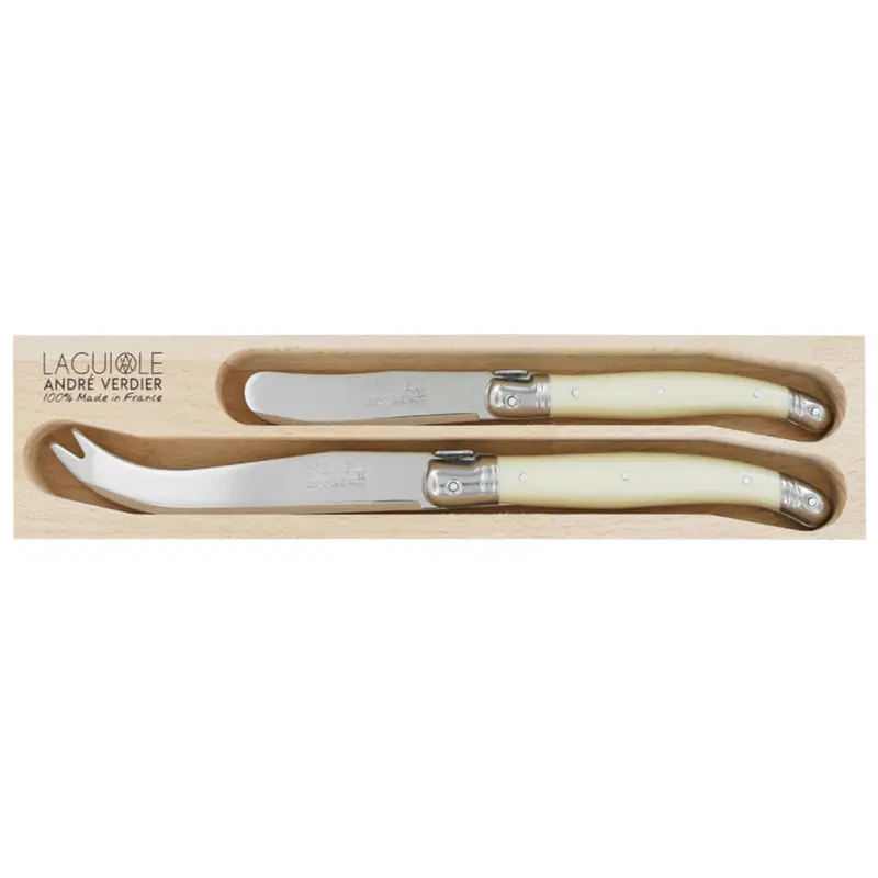 Laguiole Andre Verdier Two-Piece Ivory Cheese Knife Set 1