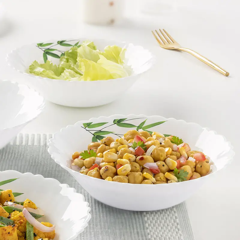 Larah Bamboo Leaves Multipurpose Ceramic Bowls – 2-Pack 1