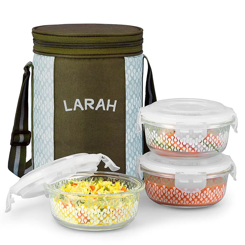 Larah Gracia Durable Round Glass Food Box 1