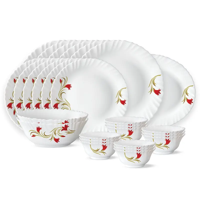 Larah Red Lily 27-Piece Dinner Set – Vibrant Floral Porcelain Collection 1
