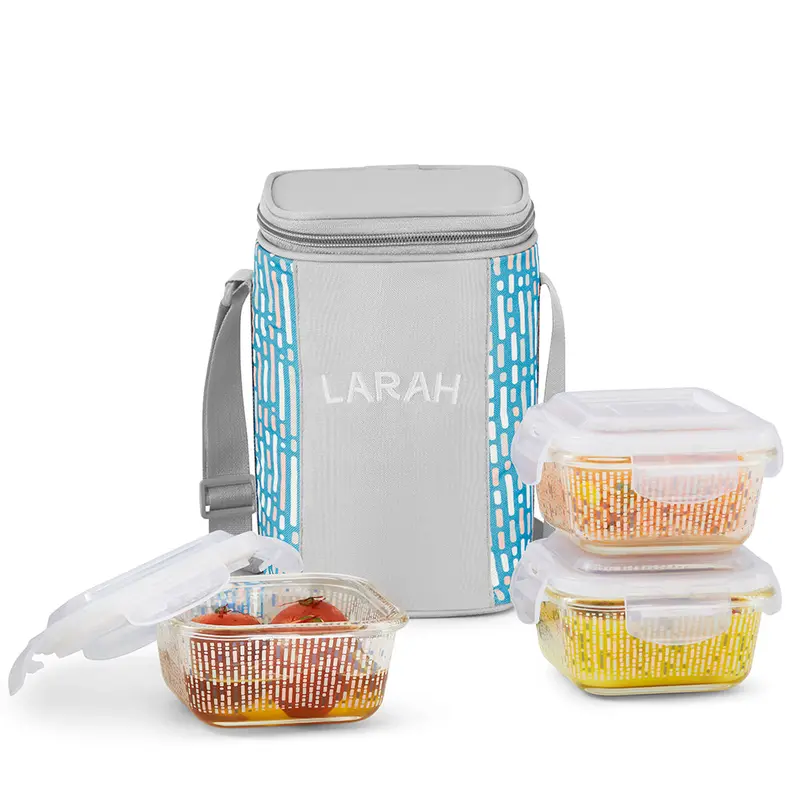 Larah Vogue Contemporary Square Glass Lunch Box 1