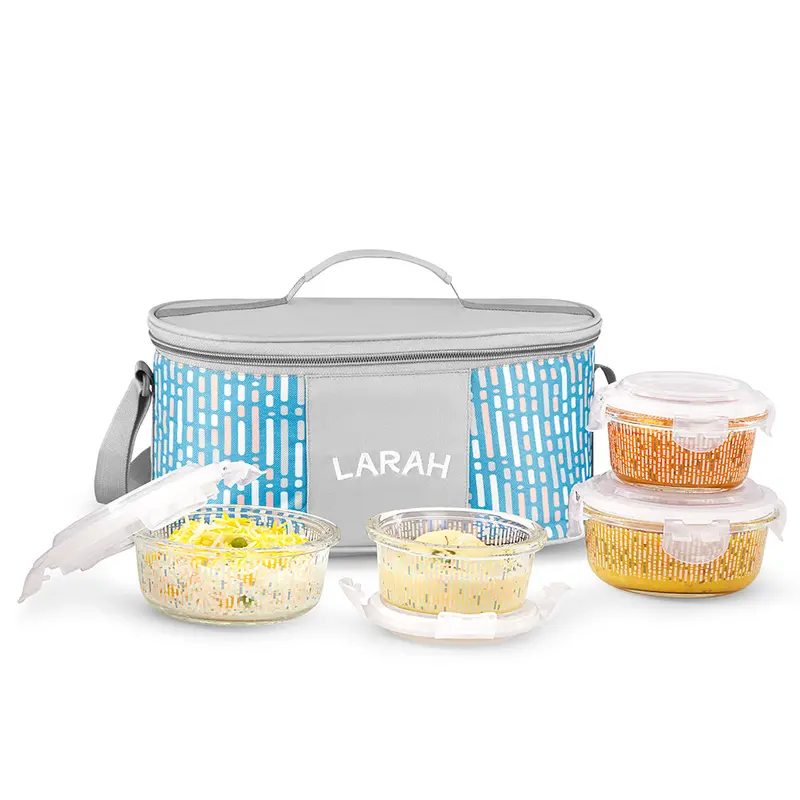 Larah Vogue Fusion Round Tempered Glass Lunchbox 1