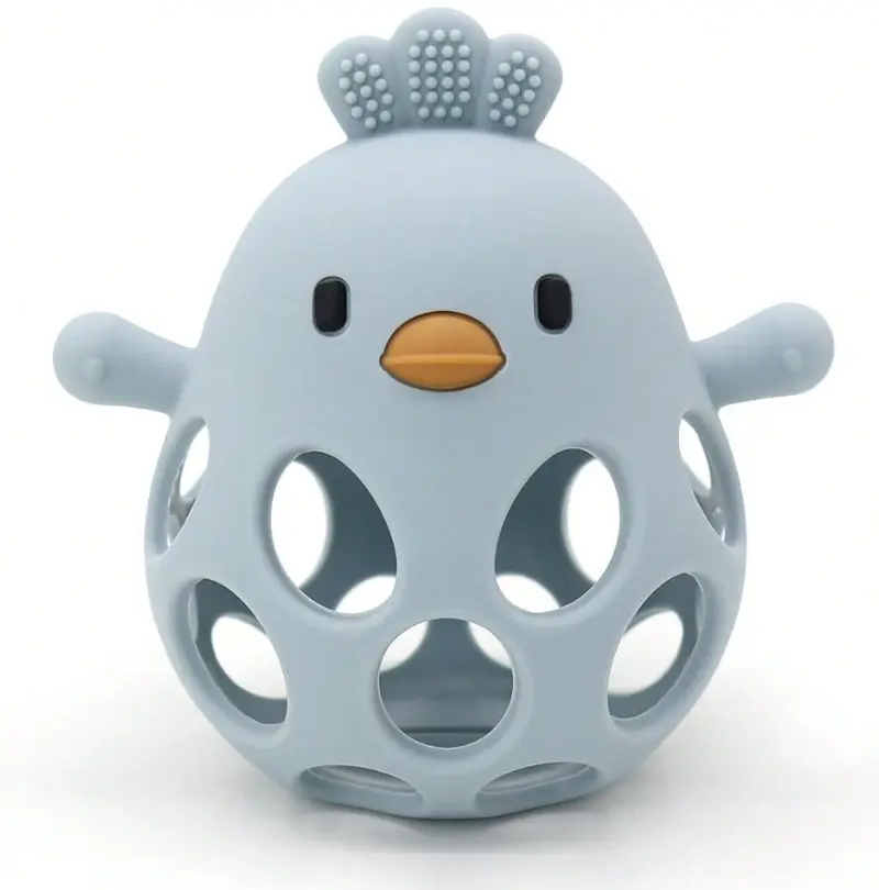 Light Blue Silicone Chick Teether – Bpa-Free Infant Chew Toy 1