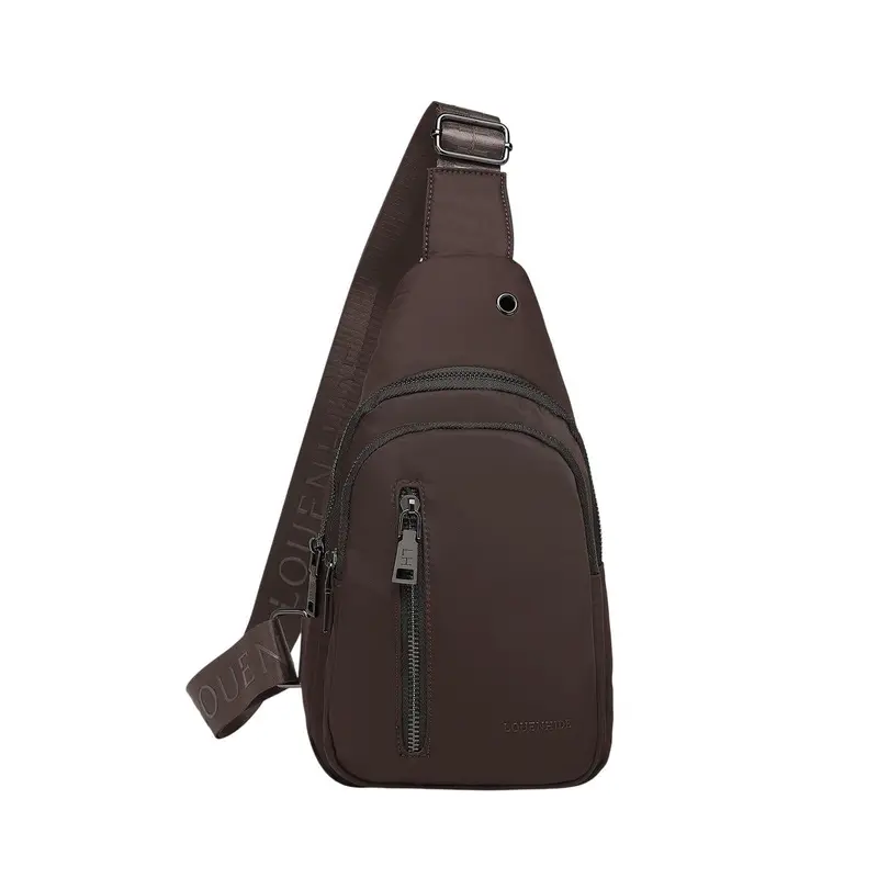 Louenhide Boyd Adjustable Nylon Crossbody Sling Bag – Chocolate Brown 1