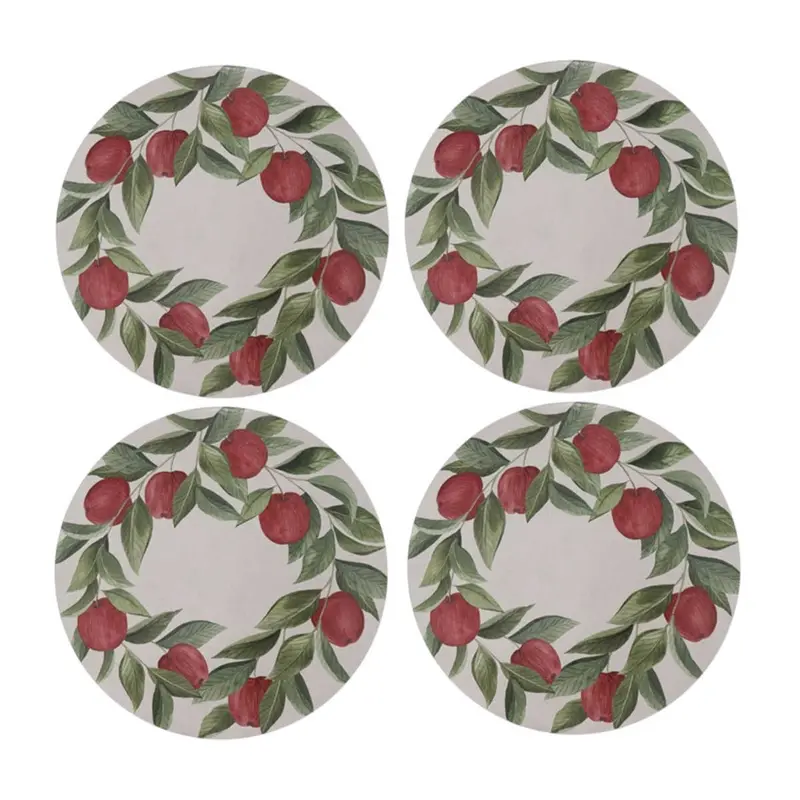Madras Link Apple-Print Round Placemats – Set Of 4 1