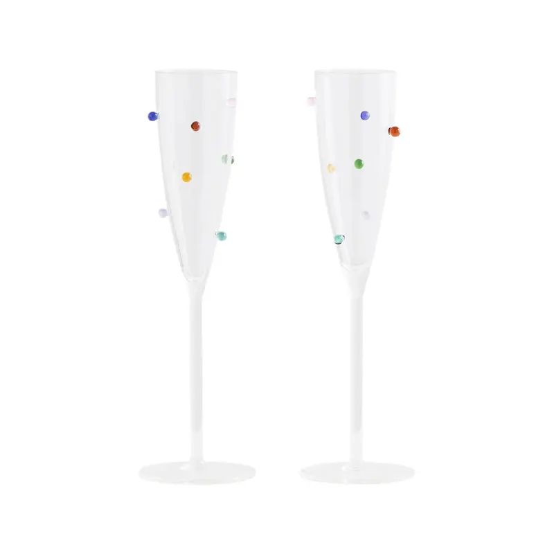 Maison Balzac Pomponette Champagne Flutes – Multicolor Set Of 2, 120 Ml Each 1