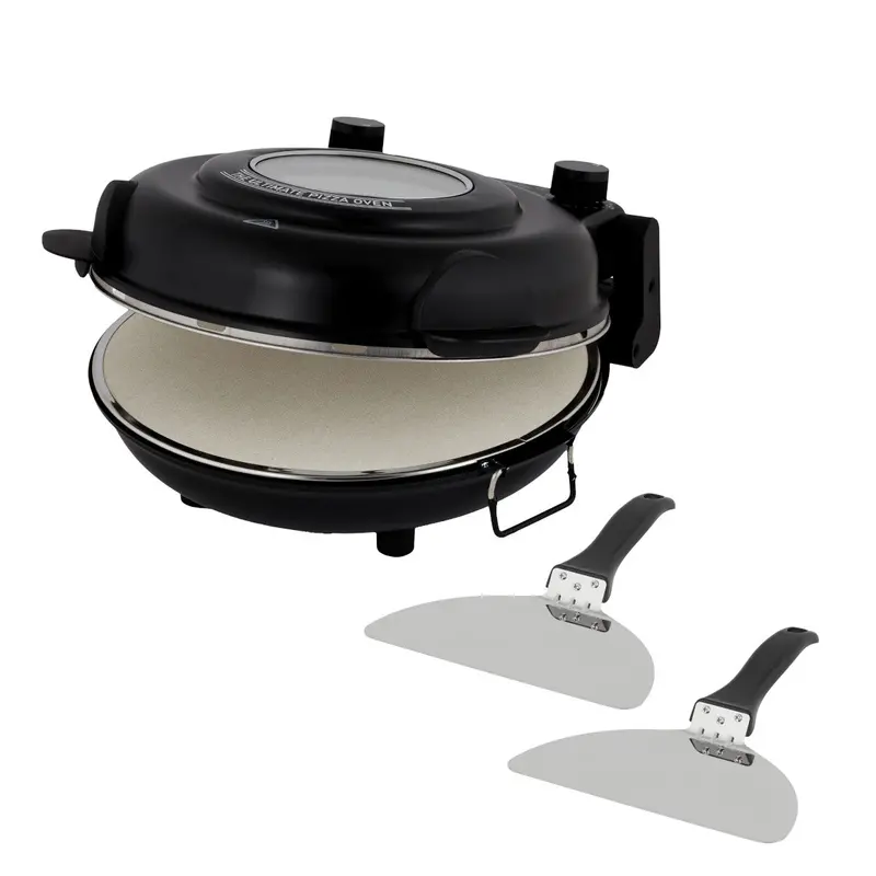 Masterpro Black Pizza Oven With Viewing Window – Countertop Stone Baking Oven 1
