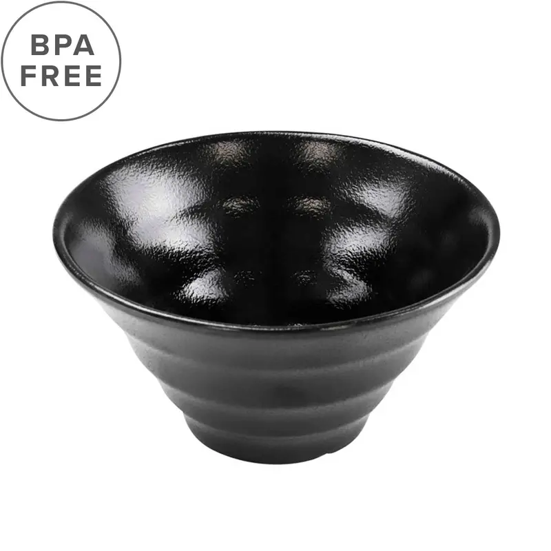 Melamine Black Grain-Texture Noodle Bowl – 40 Fl Oz, 7.4" Modern Serving Bowl 1