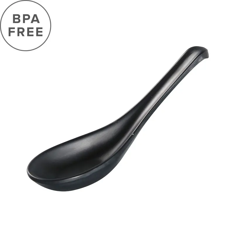 Melamine Renge-Style Ramen Spoon – Matte Black, 5.5" Long (12-Piece Set) 1