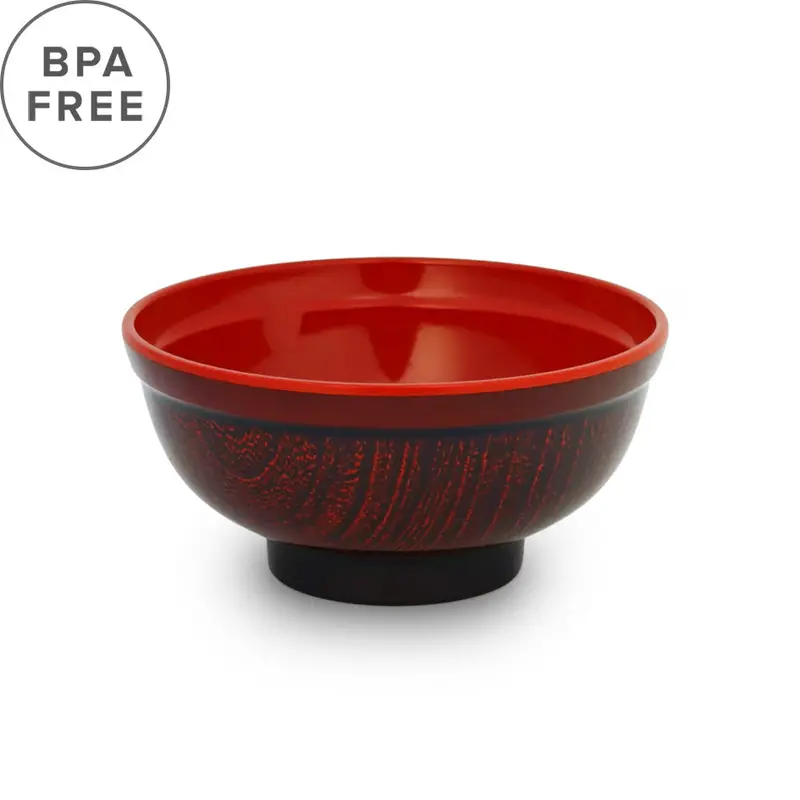 Melamine Wood-Grain Red Soup Bowl – 8.6 Fl Oz, 4.8" Diameter (Lid Not Included) 1