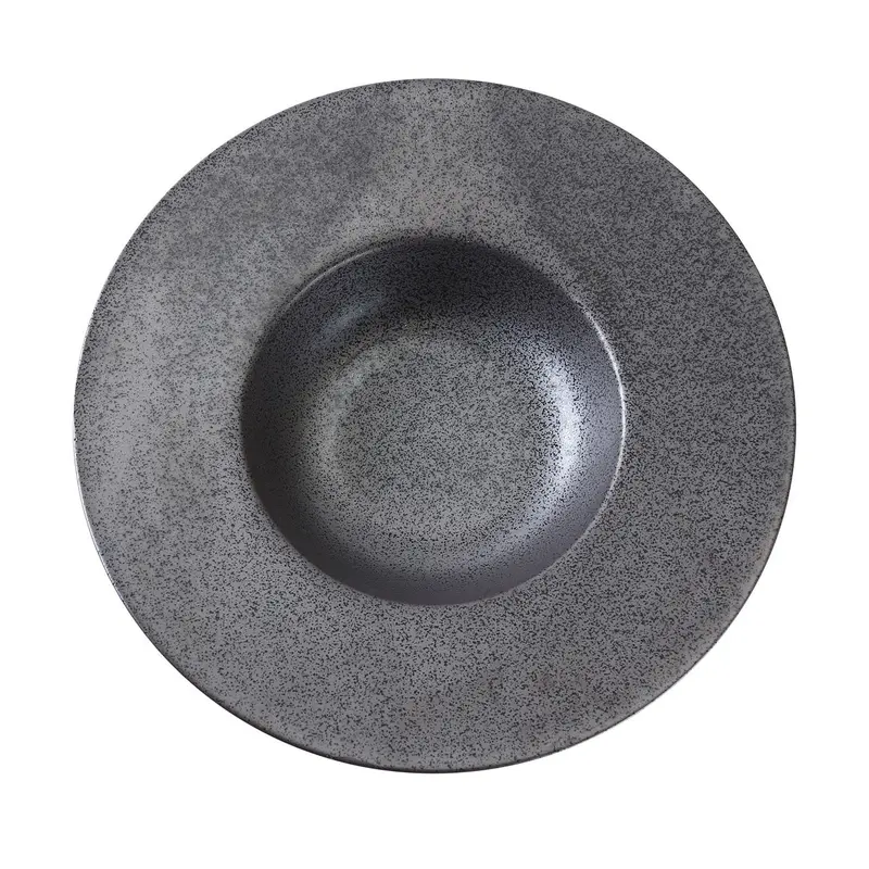 Metallic Gray Speckled Porcelain Wide-Rim Bowl – 10 Fl Oz, 5"–9.25" Diameter 1