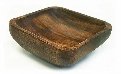 Mini Acacia Square Bowl – Mountain Woods Brown Natural Hardwood, 4 Inches 1