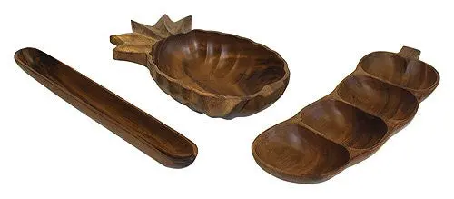 Mountain Woods 3-Piece Acacia Wood Snack Serving Set 1