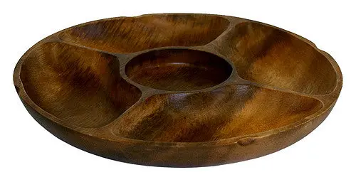 Mountain Woods 5-Compartment Acacia Chip And Dip Serving Tray – Multi-Use Design 1