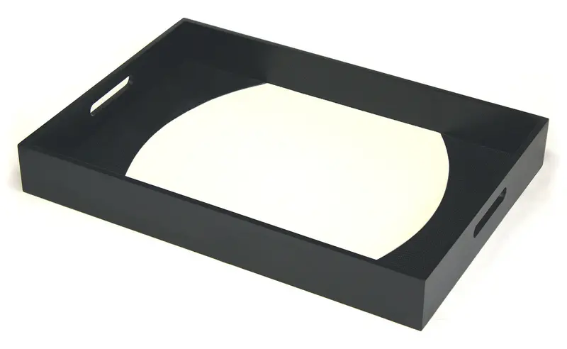 Mountain Woods Black-And-White Zuma Leatherette Two-Tone Serving Tray – 23 Inch Modern Contrast Tray 1