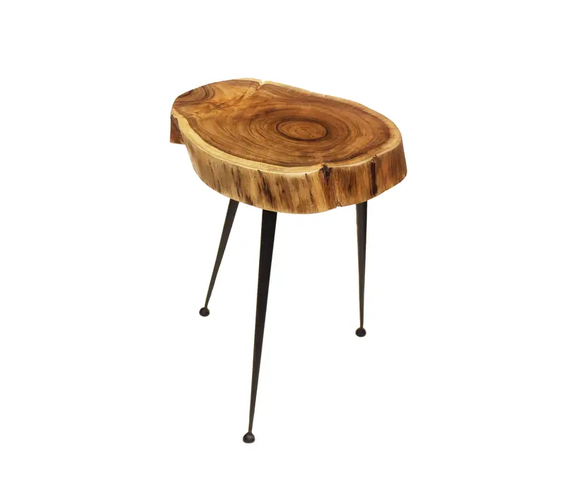 Mountain Woods Brown Acacia Live Edge Stool Or Side Table – 14-Inch Square 1
