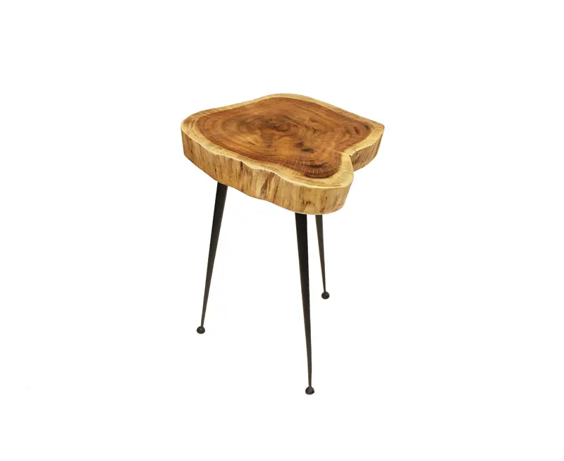 Mountain Woods Brown Acacia Live Edge Stool Or Side Table – 15-Inch Square 1