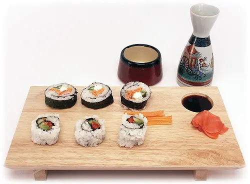 Mountain Woods Brown Traditional Sushi Board – 11.5 Inch Japanese-Inspired Rice & Fish Serving Board 1